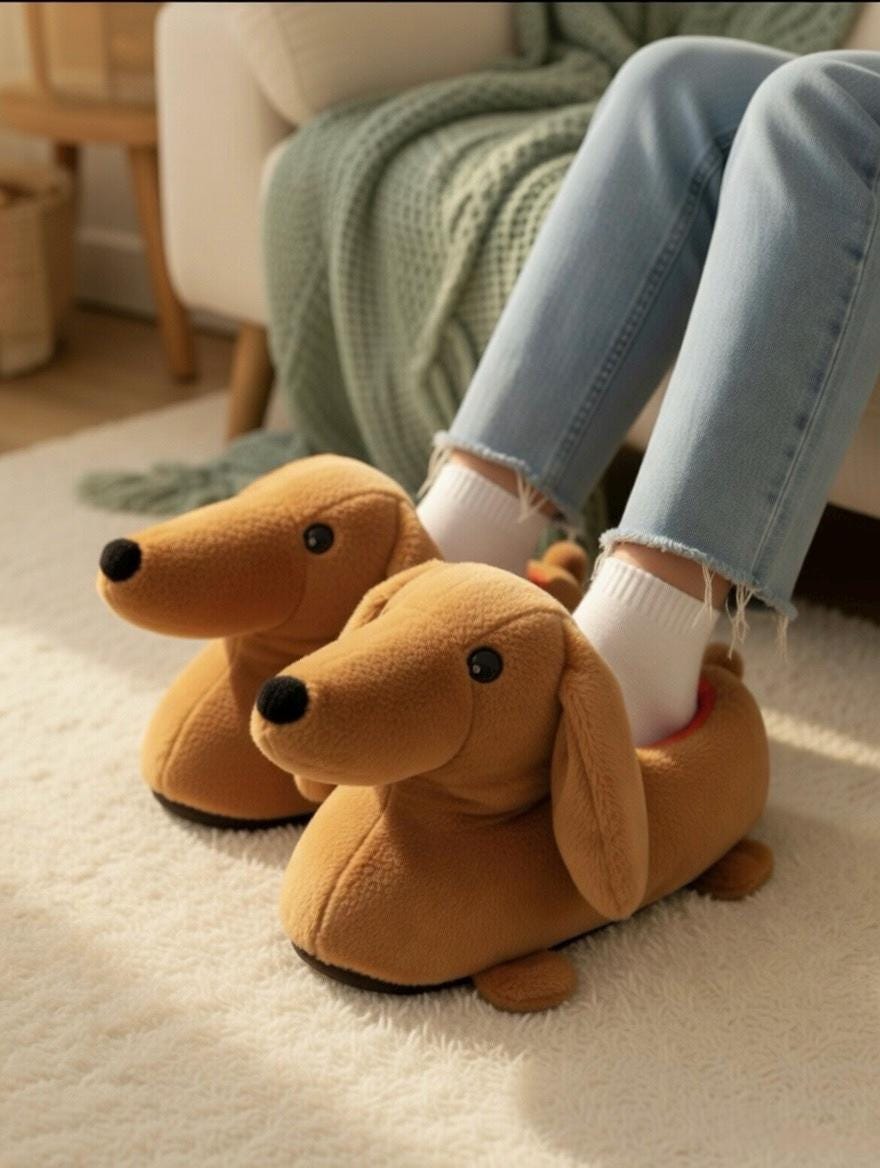 Dachshund Slippers Women | Plush Sausage Dog Cozy House Shoes | Soft Animal Indoor Wear | SoftSlipsy