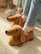 Dachshund Slippers Women | Plush Sausage Dog Cozy House Shoes | Soft Animal Indoor Wear | SoftSlipsy