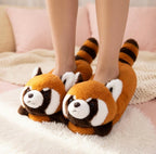 Red Panda Plush Slippers | Fluffy Animal Cozy House Shoes | SoftSlipsy