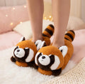 Red Panda Plush Slippers | Fluffy Animal Cozy House Shoes | SoftSlipsy