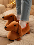 Dachshund Slippers Women | Plush Sausage Dog Cozy House Shoes | Soft Animal Indoor Wear | SoftSlipsy