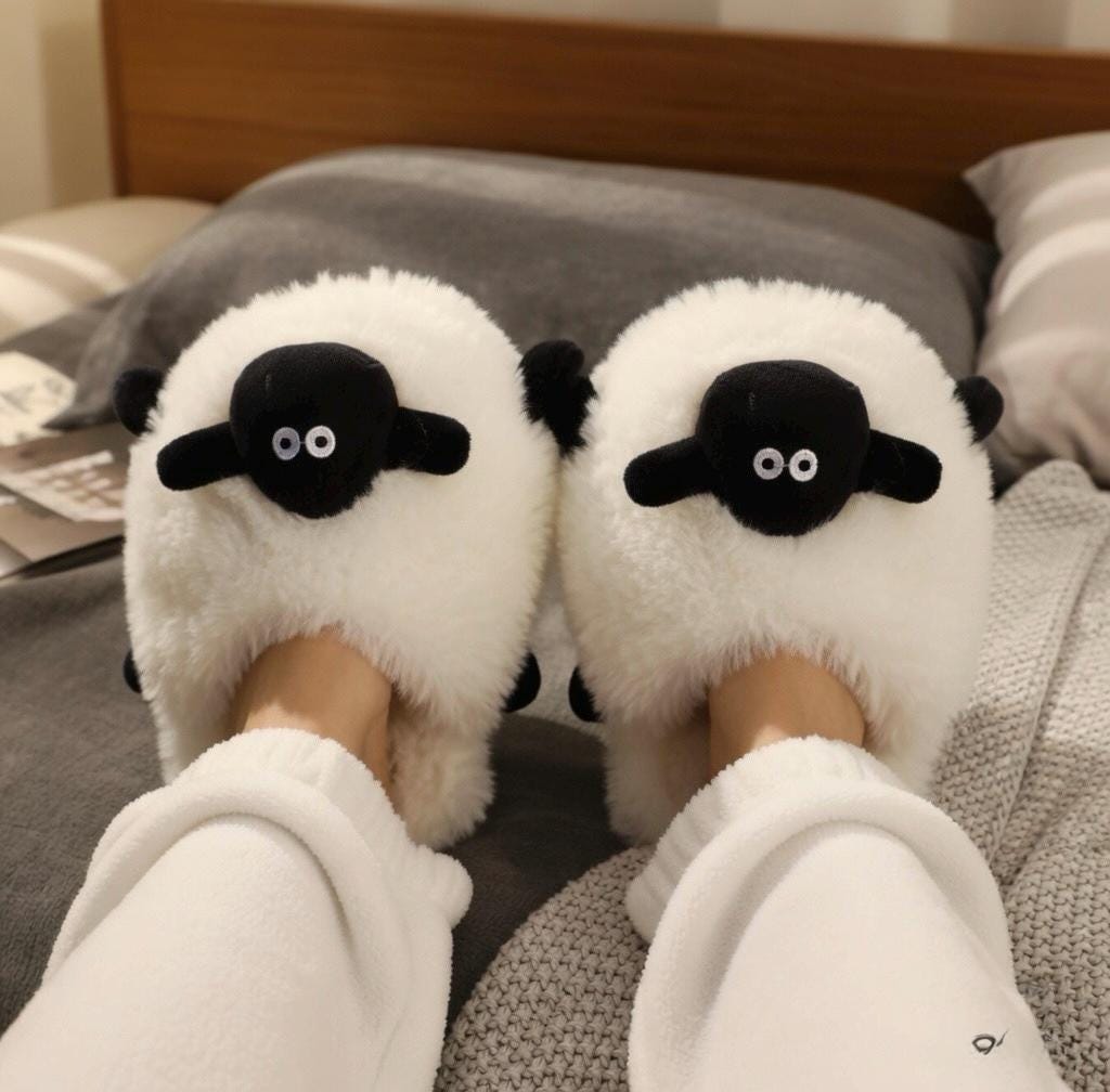 Women's Sheep Plush Slippers | Fluffy Animal House Shoes, Cozy Winter Warmth | SoftSlipsy