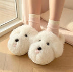 Plush Puppy Face Slippers | Soft Cozy Indoor Dog Shoes | SoftSlipsy