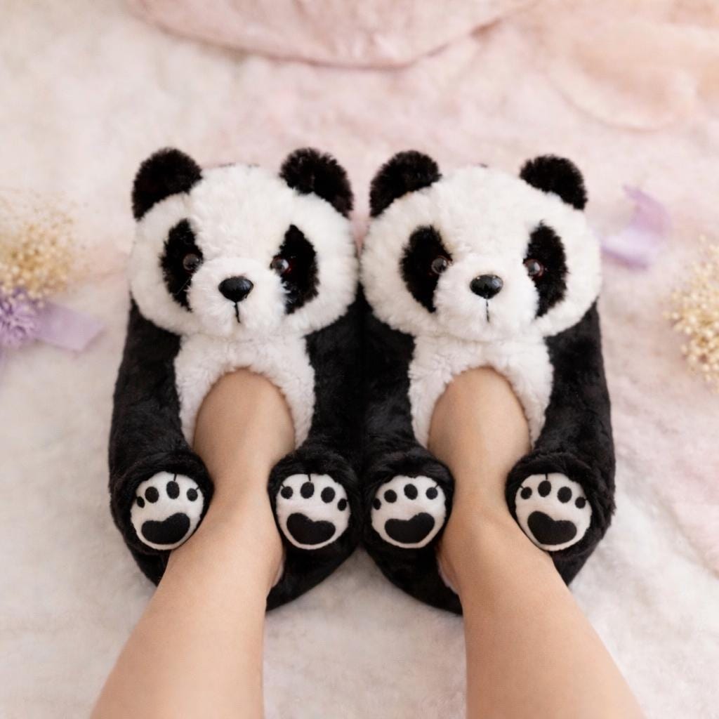 Plush Panda Bear Slippers | Ultra-Soft Cozy Indoor Shoes | SoftSlipsy