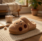 Women's Plush Croissant Slippers, Cozy Bread House Shoes, Soft Winter Indoor Footwear | SoftSlipsy