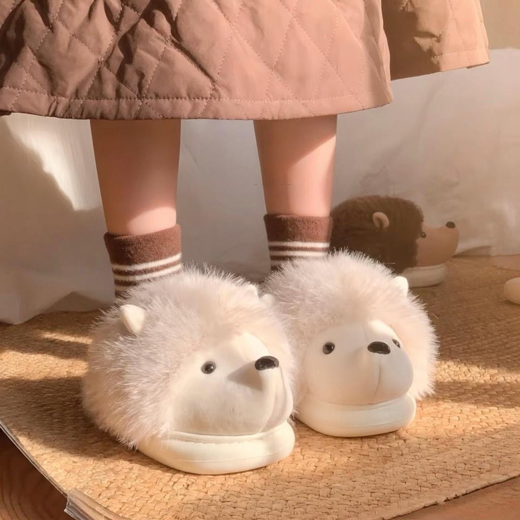 Plush Hedgehog Slippers | Cozy Animal House Shoes for Women, Soft Warm Indoor Footwear | SoftSlipsy