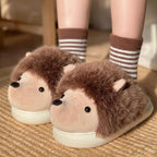 Plush Hedgehog Slippers | Cozy Animal House Shoes for Women, Soft Warm Indoor Footwear | SoftSlipsy
