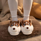 Plush Husky Dog Slippers | Cozy Animal House Shoes for Women | SoftSlipsy
