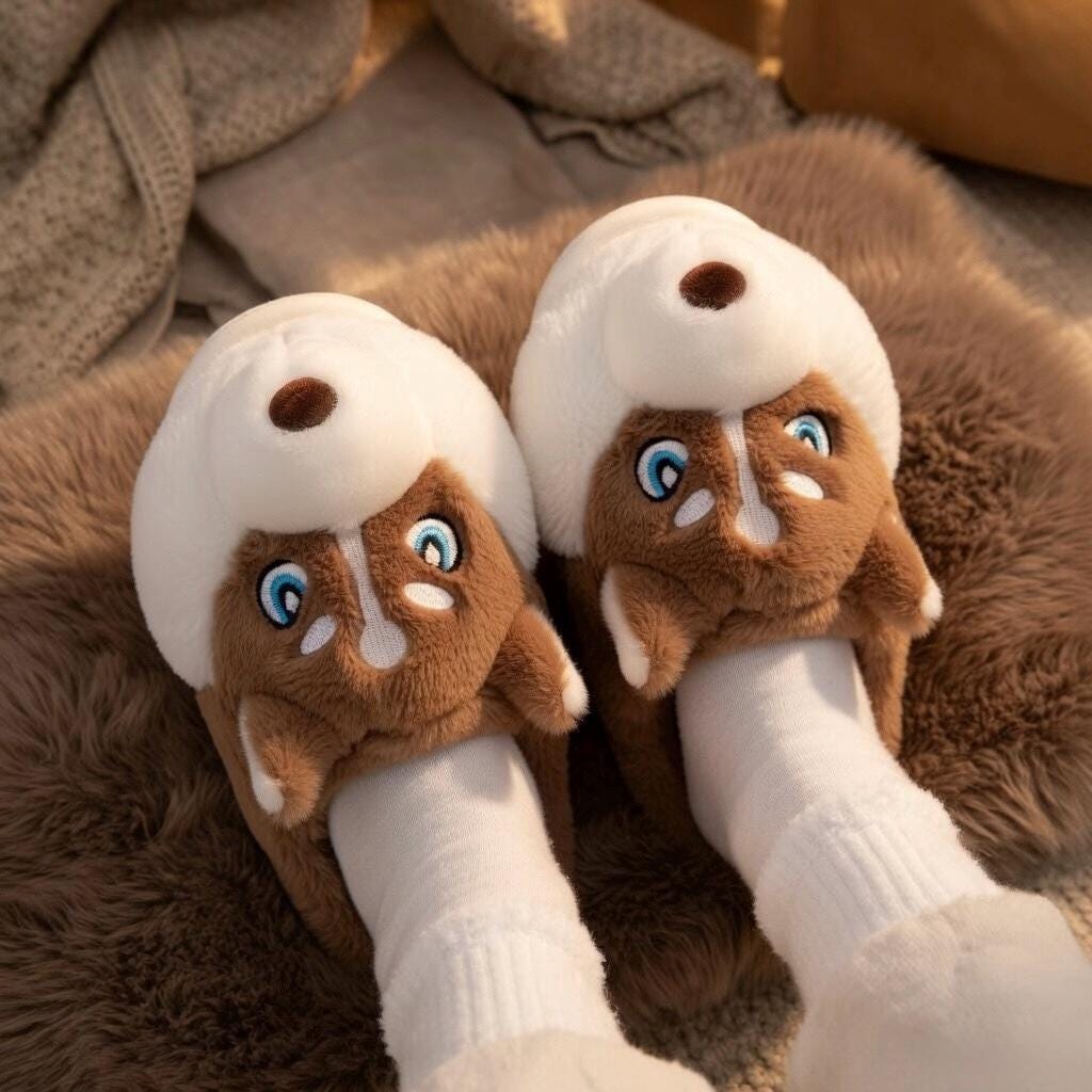 Plush Husky Dog Slippers | Cozy Animal House Shoes for Women | SoftSlipsy