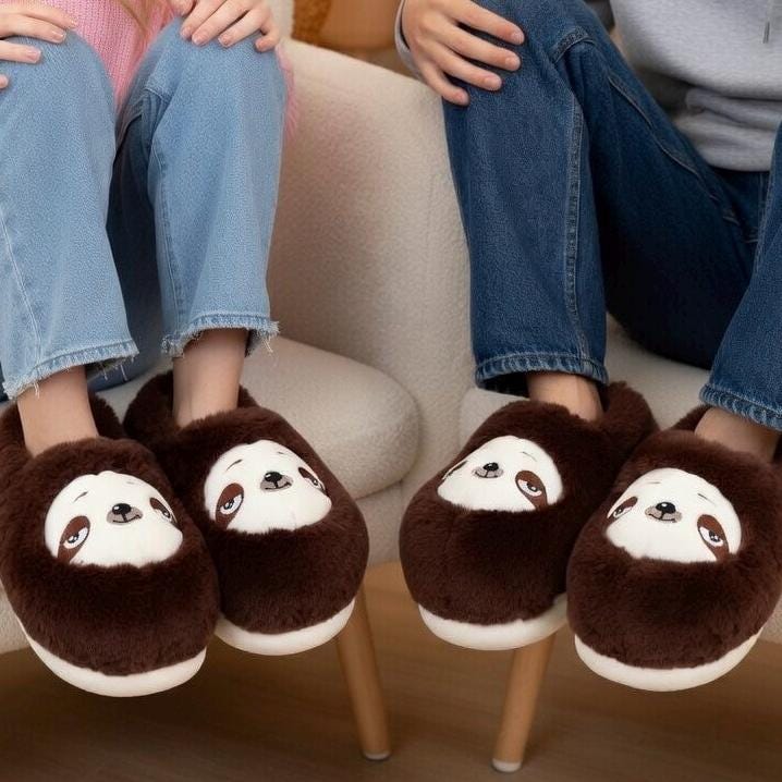 Plush Sloth Slippers | Cozy Fuzzy Indoor Animal Shoes for Women | SoftSlipsy