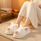 Plush Pig Slippers | Cozy Fuzzy Indoor Animal Shoes for Women | SoftSlipsy