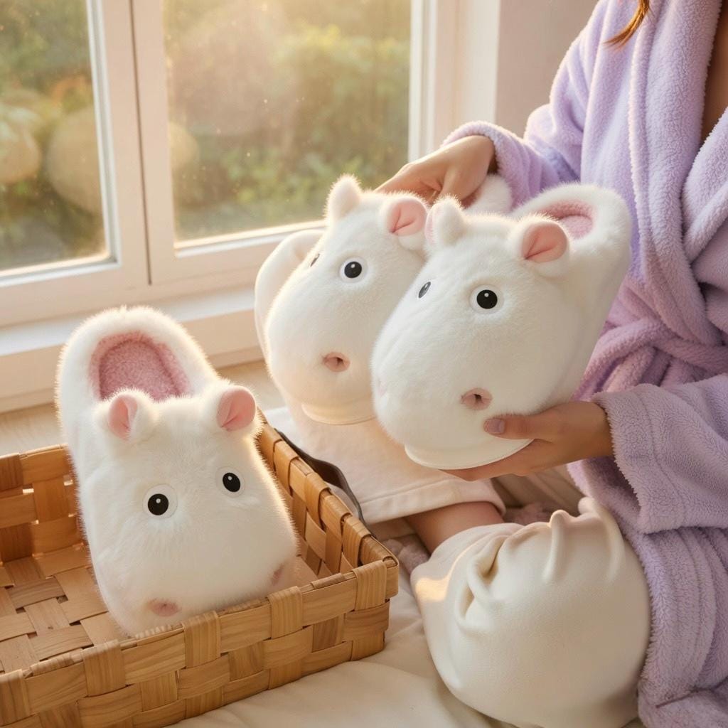 Plush Hippo Slippers | Cozy Animal House Shoes, Warm Winter Loungewear | SoftSlipsy