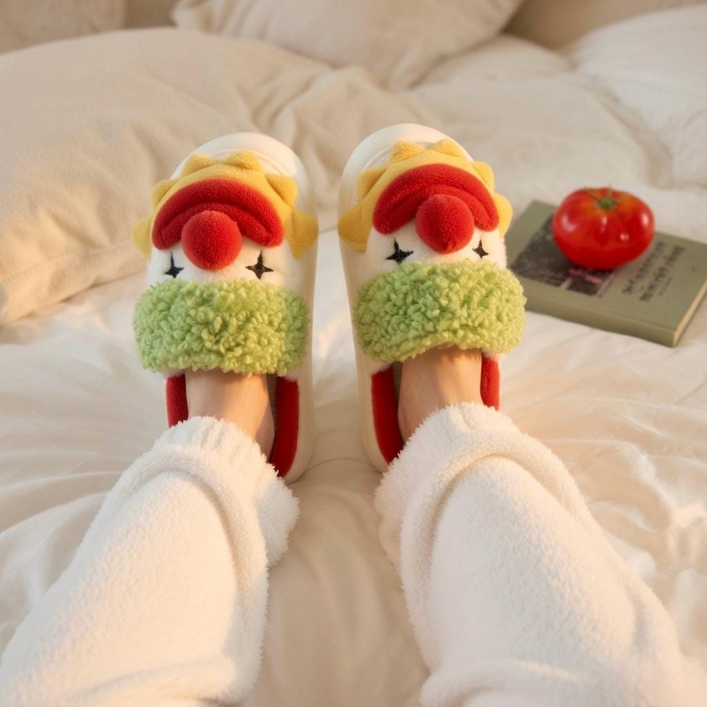 Funny Clown Plush Slippers | Cozy Cartoon Novelty Indoor Shoes | SoftSlipsy