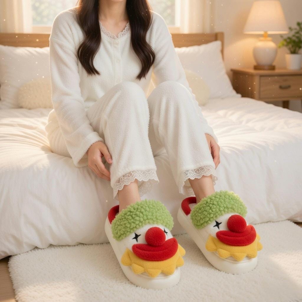 Funny Clown Plush Slippers | Cozy Cartoon Novelty Indoor Shoes | SoftSlipsy