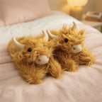 Highland Cow Plush Slippers | Fluffy Scottish Animal Cozy Indoor Shoes | SoftSlipsy