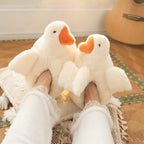 White Duck Plush Slippers | Fluffy Cozy Animal House Shoes | SoftSlipsy