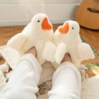 White Duck Plush Slippers | Fluffy Cozy Animal House Shoes | SoftSlipsy