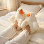 White Duck Plush Slippers | Fluffy Cozy Animal House Shoes | SoftSlipsy