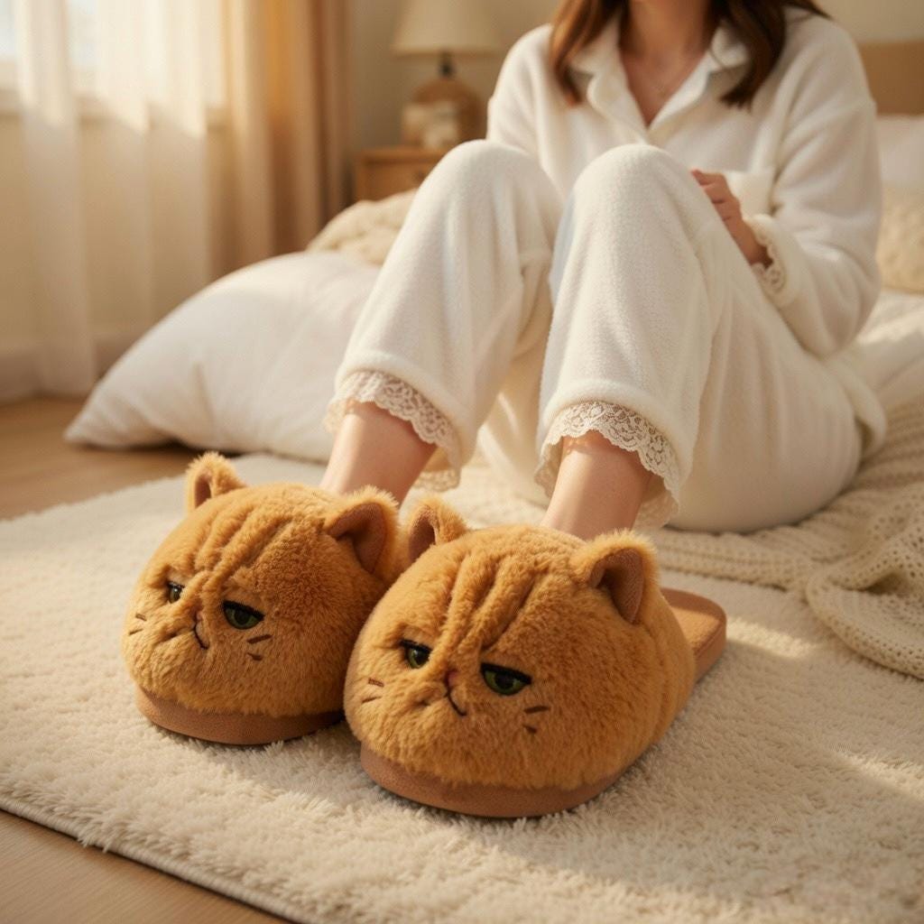 Grumpy Cat Plush Slippers | Fluffy Cozy Indoor House Shoes | SoftSlipsy