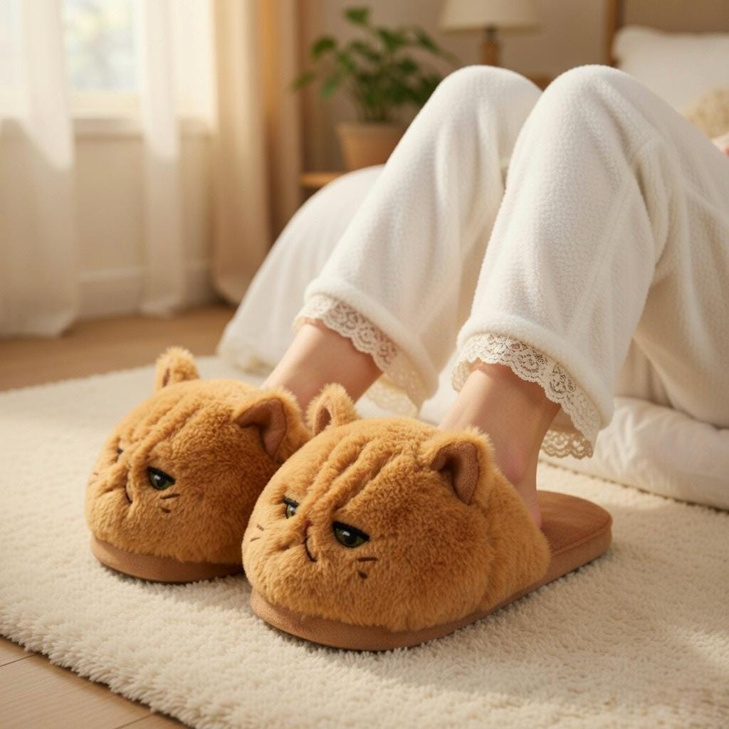 Grumpy Cat Plush Slippers | Fluffy Cozy Indoor House Shoes | SoftSlipsy