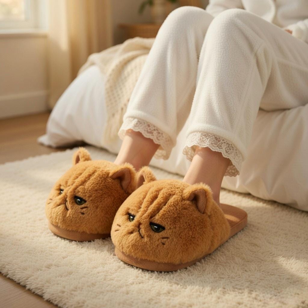 Grumpy Cat Plush Slippers | Fluffy Cozy Indoor House Shoes | SoftSlipsy