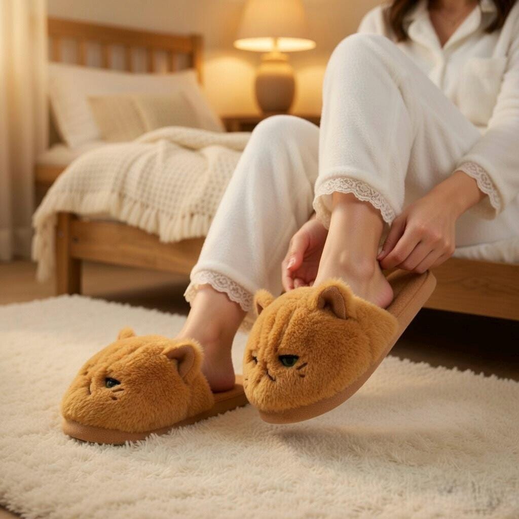 Grumpy Cat Plush Slippers | Fluffy Cozy Indoor House Shoes | SoftSlipsy