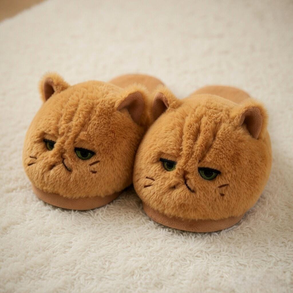Grumpy Cat Plush Slippers | Fluffy Cozy Indoor House Shoes | SoftSlipsy
