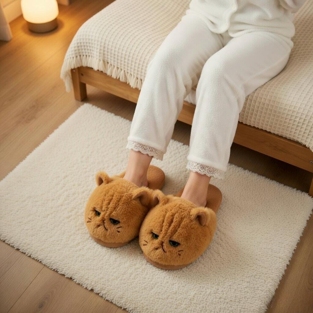 Grumpy Cat Plush Slippers | Fluffy Cozy Indoor House Shoes | SoftSlipsy
