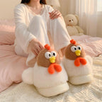 Plush Chicken Slippers | Cozy Cartoon Animal House Shoes | SoftSlipsy