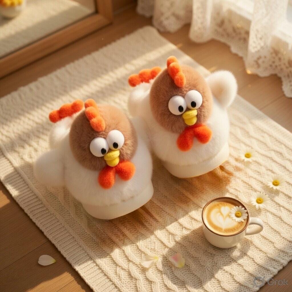 Plush Chicken Slippers | Cozy Cartoon Animal House Shoes | SoftSlipsy
