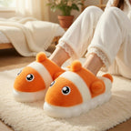 Clownfish Plush Slippers | Cozy Cartoon Fish Indoor House Shoes | SoftSlipsy