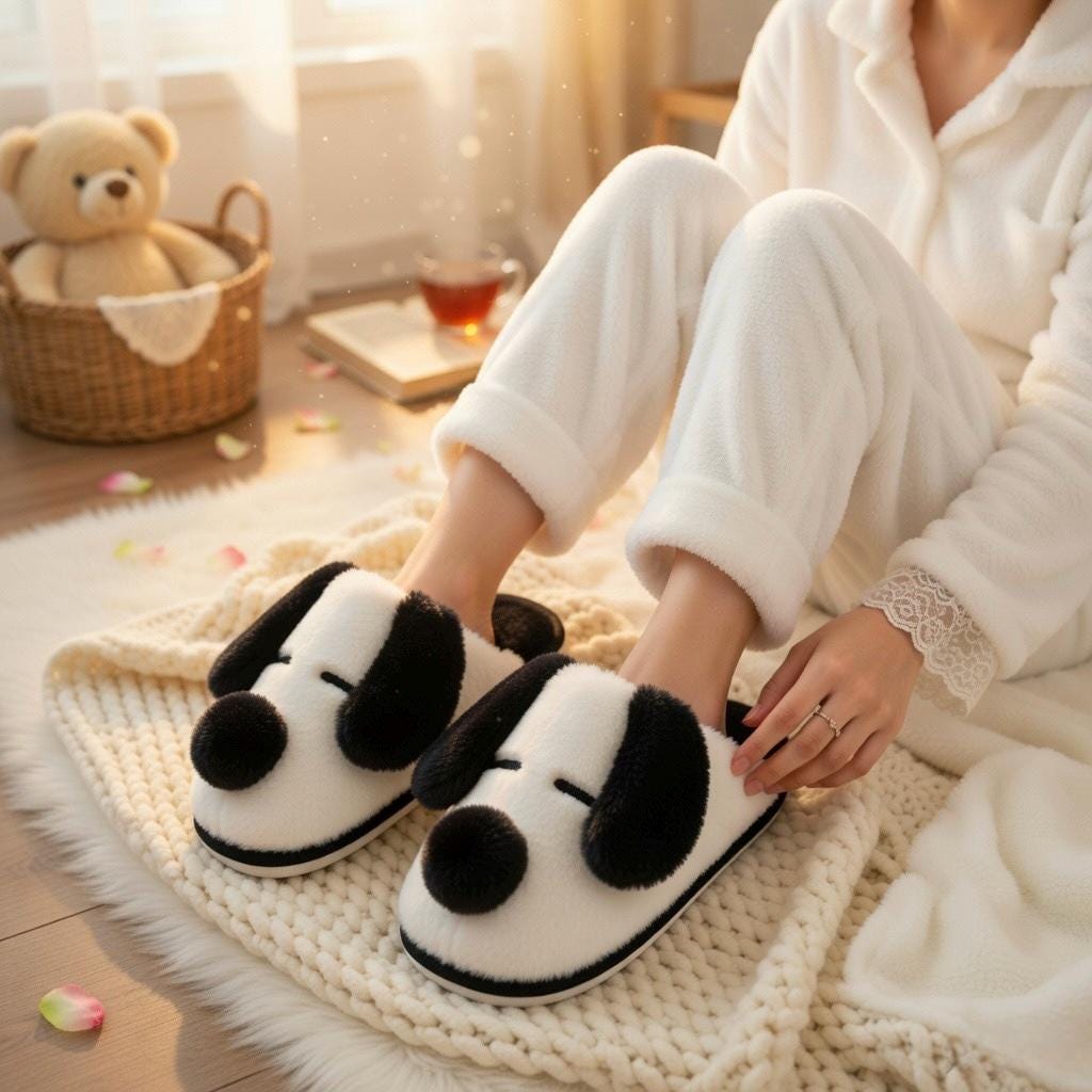 Plush Dog Slippers | Cozy Puppy Animal House Shoes, Winter Warmth | SoftSlipsy