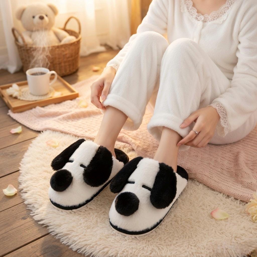 Plush Dog Slippers | Cozy Puppy Animal House Shoes, Winter Warmth | SoftSlipsy