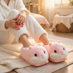 Plush Hamster Slippers | Cozy Fluffy Animal House Shoes, Winter Warmth | SoftSlipsy