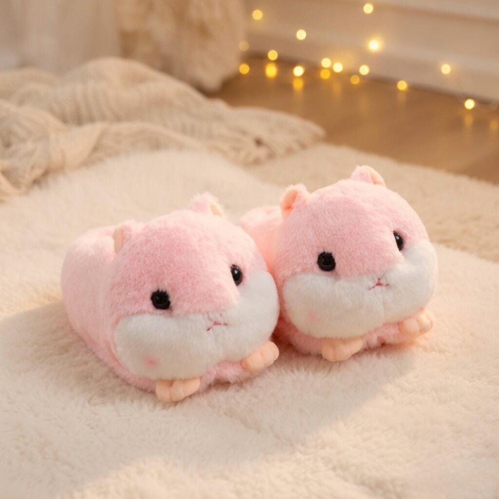 Plush Hamster Slippers | Cozy Fluffy Animal House Shoes, Winter Warmth | SoftSlipsy