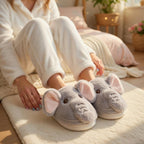 Plush Elephant Slippers | Cozy Fluffy Animal House Shoes (Winter Warmth) | SoftSlipsy