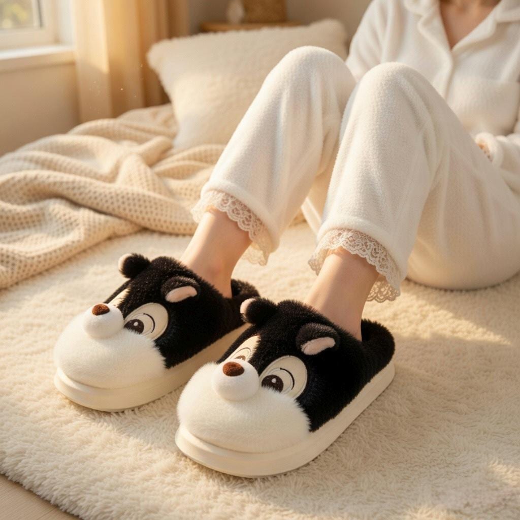 Plush Squirrel Slippers | Cozy Fluffy Animal House Shoes (Winter Warmth) | SoftSlipsy