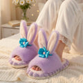 Plush Bunny Slippers | Faux Fur Open Toe House Shoes, Cozy Indoor Comfort | SoftSlipsy