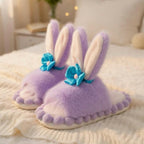 Plush Bunny Slippers | Faux Fur Open Toe House Shoes, Cozy Indoor Comfort | SoftSlipsy
