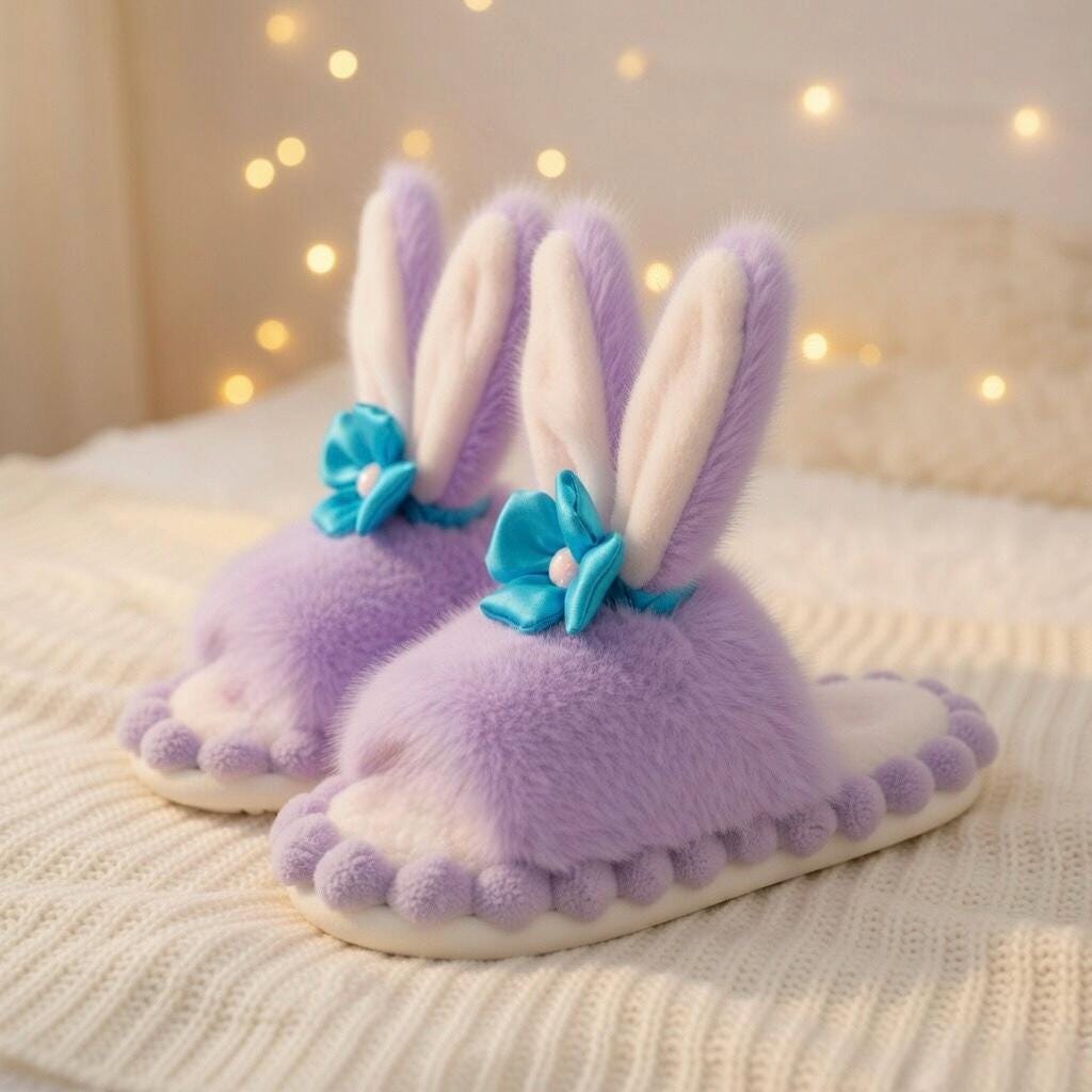 Plush Bunny Slippers | Faux Fur Open Toe House Shoes, Cozy Indoor Comfort | SoftSlipsy