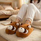 Raccoon Plush Slippers | Fluffy Animal House Shoes | Cozy Winter Indoor Comfort | SoftSlipsy