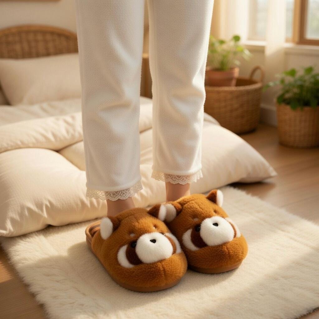 Raccoon Plush Slippers | Fluffy Animal House Shoes | Cozy Winter Indoor Comfort | SoftSlipsy