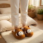 Raccoon Plush Slippers | Fluffy Animal House Shoes | Cozy Winter Indoor Comfort | SoftSlipsy