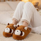Raccoon Plush Slippers | Fluffy Animal House Shoes | Cozy Winter Indoor Comfort | SoftSlipsy