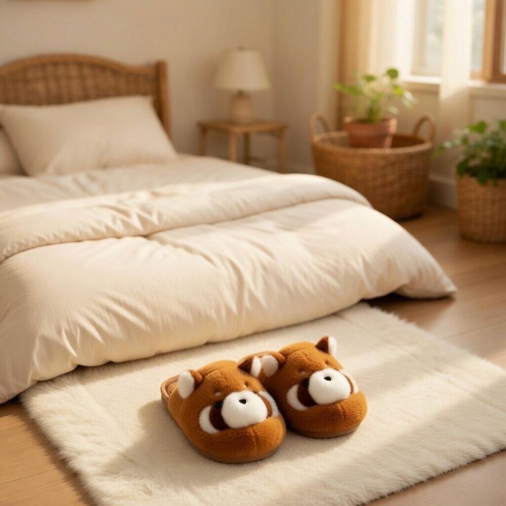 Raccoon Plush Slippers | Fluffy Animal House Shoes | Cozy Winter Indoor Comfort | SoftSlipsy