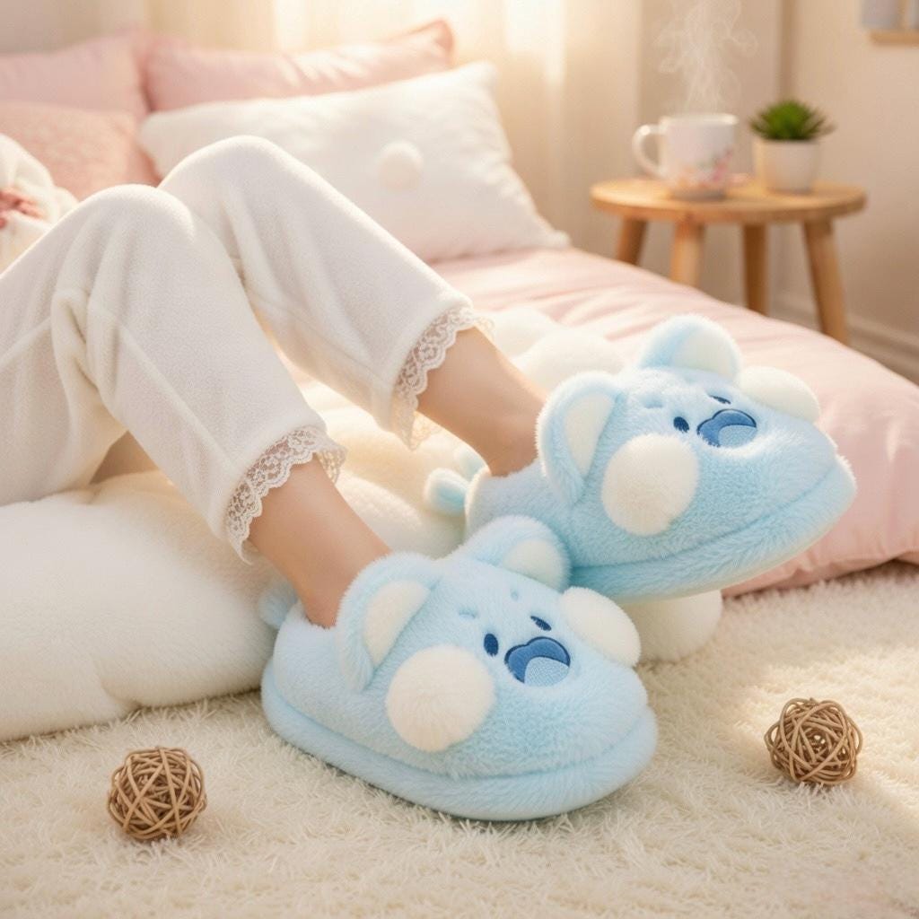 Plush Pig Animal Slippers | Cozy Fluffy Indoor House Shoes | SoftSlipsy