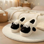 Plush Sheep Slippers | Cozy Fluffy Animal House Shoes (Non-slip Sole) | SoftSlipsy