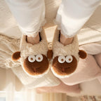 Plush Sheep Slippers | Cozy Fluffy Animal House Shoes (Non-slip Sole) | SoftSlipsy