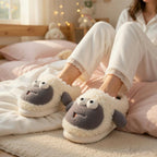 Plush Sheep Slippers | Cozy Fluffy Animal House Shoes (Non-slip Sole) | SoftSlipsy