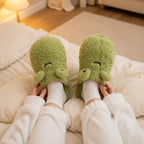Plush Frog Slippers | Cozy Fluffy Animal House Shoes, Winter Warmth | SoftSlipsy